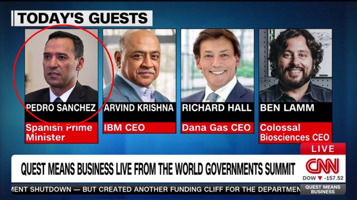 AssLatam's tweet photo. News chain CNN confused the Spanish PM Pedro Sánchez with the defense minister of Colombia who has the same name. https://t.co/E1CQN4VnIt