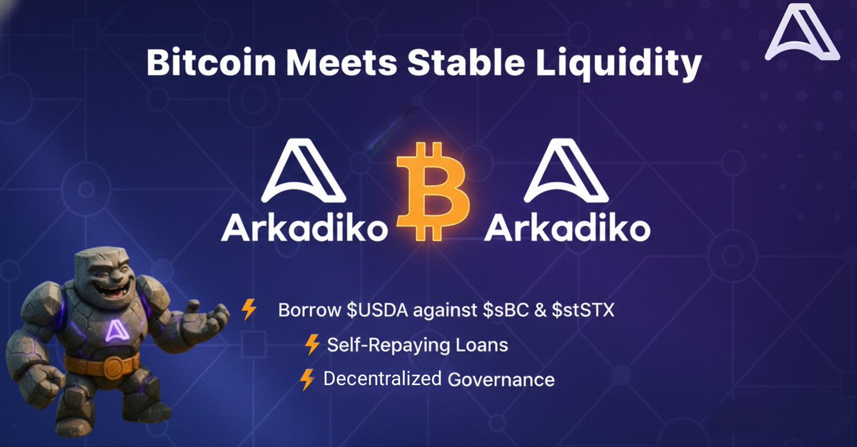 toxic_cxd's tweet photo. 💡 Did you know @ArkadikoFinance is redefining stable liquidity on #Bitcoin? It's where Bitcoin's security meets DeFi innovation, allowing you to unlock liquidity without selling your precious assets. Get ready for a deep dive into Arkadiko's power! 👇 #Stacks
#DIKO @zeroauthdao https://t.co/QoArh3MKM0