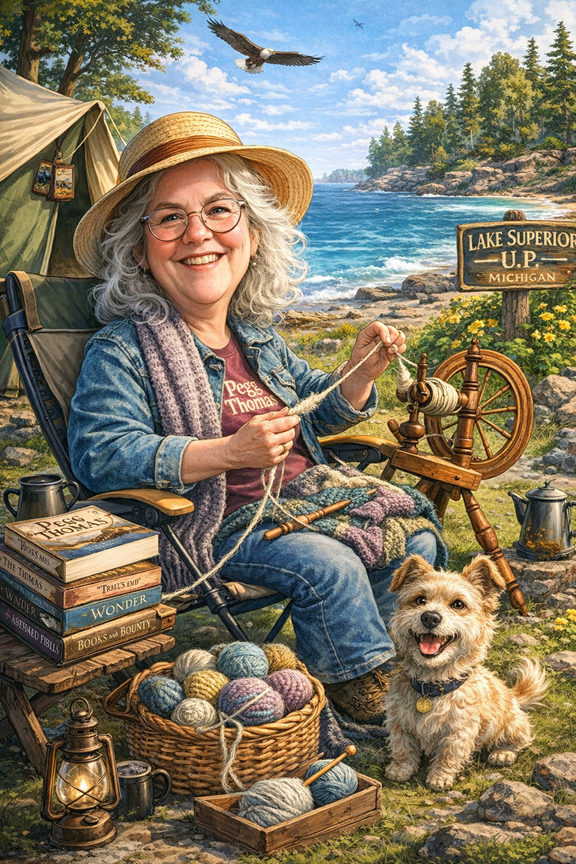 PThomas_Author's tweet photo. It's scary what AI can do... even make ME look better! #author #authorlife #handspinner #knitter #knittersgonnaknit https://t.co/rfzZFzRxdL