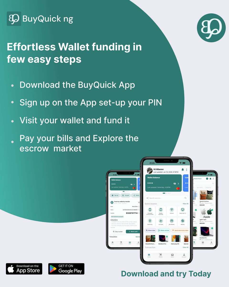 BuyQuick_NG's tweet photo. Stop worrying about complicated transfers. Whether you need to pay bills or shop the market, funding your BuyQuick wallet is now faster than ever! 🚀

https://t.co/7VRnrkxfWD
🤖https://t.co/4LapCGvxsK
: #BuyQuick #BuyQuickNigeria #BuyQuickEscrow https://t.co/cm0FXaRoxC