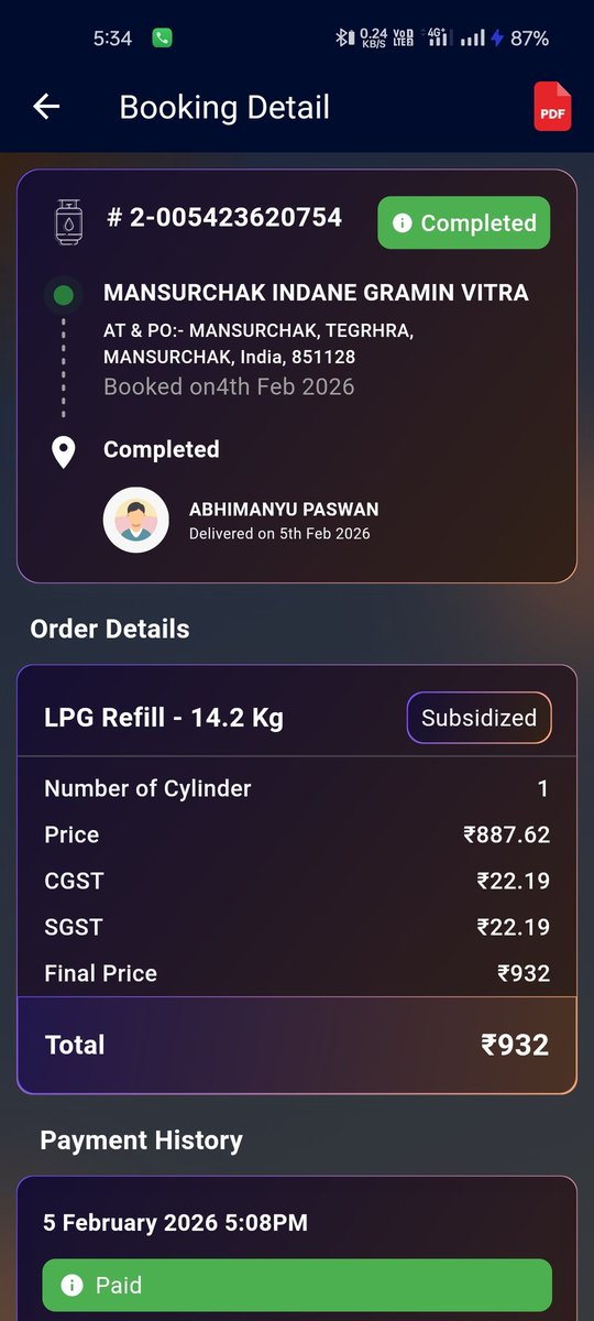 Shivramofficial's tweet photo. 1/2
Hey LPG Team, 
मैने 27 जनवरी को अपना सिलेंडर बुक किया था और मैने पेमेंट भी कैश मैं किया पर, 28 को अचानक से मेरे पिताजी को एजेंसी की तरफ से कॉल आता है कि गलती से एजेंसी की तरफ से सिलेंडर बुक हो गई है आप DAC नंबर दे दीजिए यह से कैंसल हो जाएगी तो उन्होंने दे दिया, https://t.co/oEHh3AlpYH