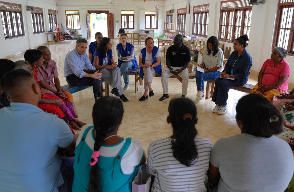 IOMSLandMV's tweet photo. In 📍Badulla,  UN RC @MAFrancheUN and IOM Chief of Mission for 🇱🇰🇲🇻@Kristinbparco  met families affected by #CycloneDitwah who received essential NFIs. They shared their challenges and needs. We remain committed to supporting recovery and rebuilding with GoSL 🇱🇰 https://t.co/nZBSHDsuD5