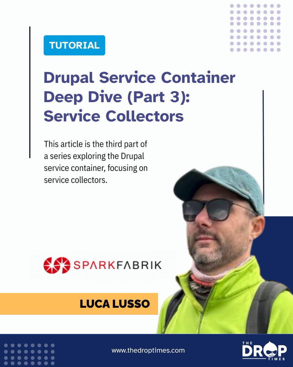 thedroptimes's tweet photo. 🔧 Drupal service collectors explained by Luca Lusso in Part 3 of his series.
Use service_collector for simplicity, service_id_collector for performance, or AutowireIterator in D11+
https://t.co/xUgWGud0pG 

#Drupal11 #Symfony7 #DrupalDev #ServiceContainer https://t.co/OnXZNCpMvv
