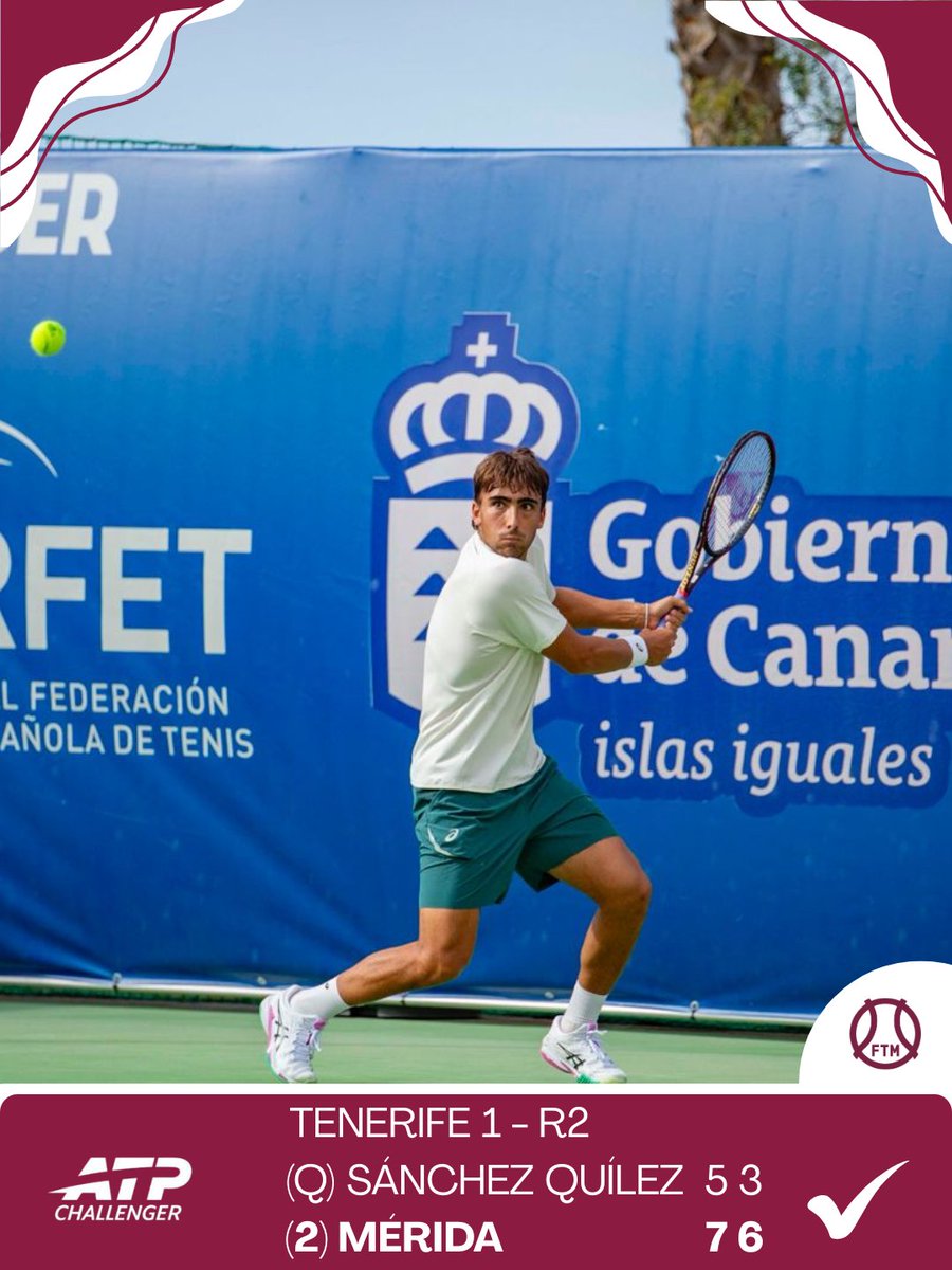 ✅  Dani Mérida sigue con paso firme en Tenerife y ya está en los cuartos de final.
💪  El joven madrileño es uno de los favoritos al título esta semana.