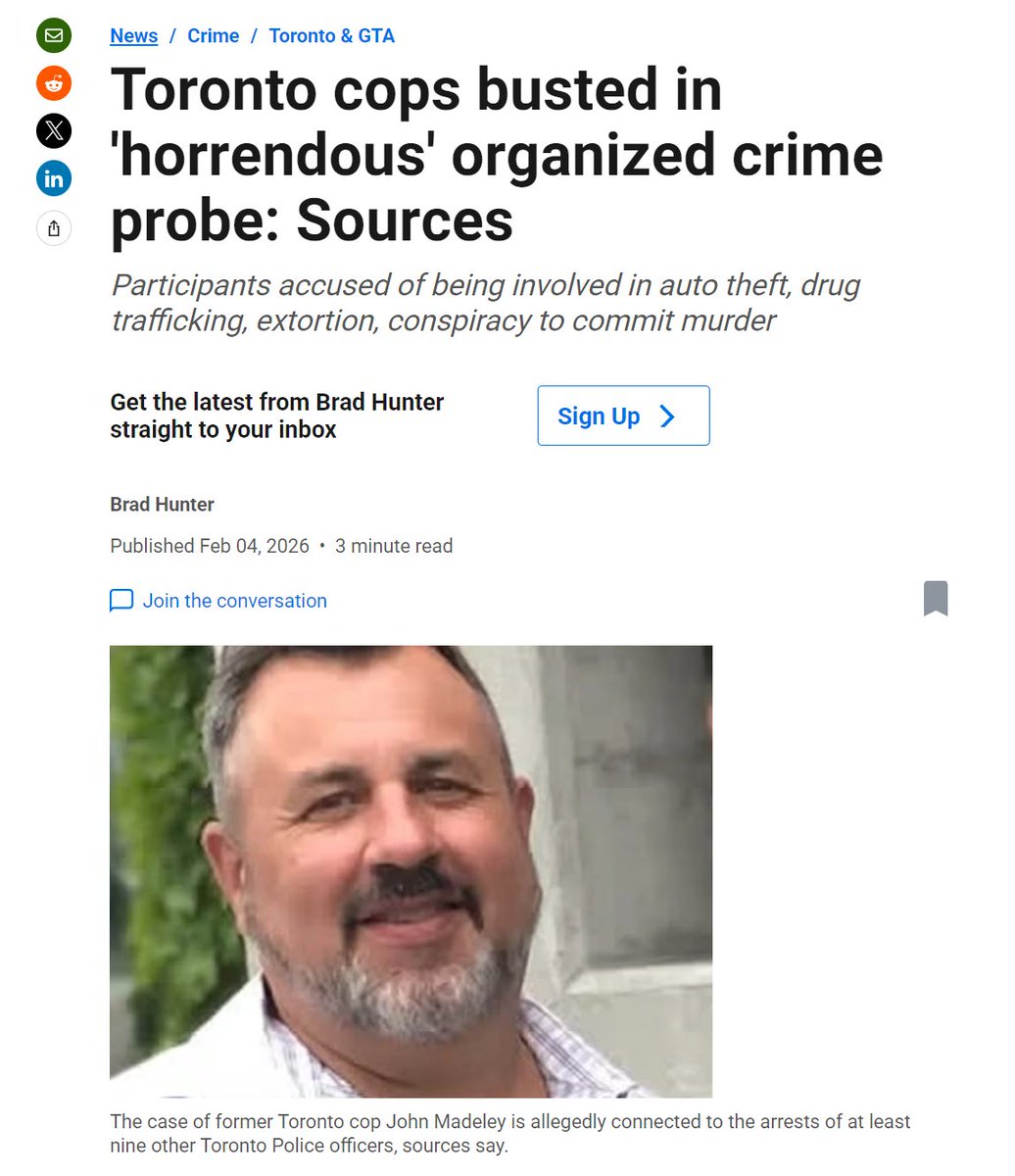 🚨NEW 

30 police officers, including 9 from Toronto police have been arrested related to tow truck organized crime charges

for dr*g trafficking, leaking addresses to hitmen, auto theft, and releasing address of fellow cops

these are the people that want to seize your guns.