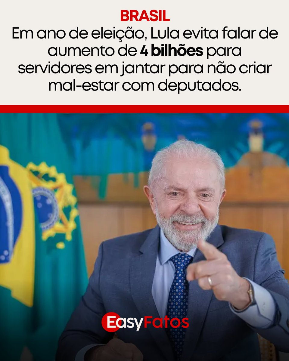 Em ano de eleição, Lula evitou o tema do aumento de R$ 4,3 bilhões para servidores em jantar com deputados para não gerar mal-estar. O foco do encontro foi garantir o apoio dos líderes da Câmara. O projeto aprovado abre brecha para salários acima do teto de R$ 46 mil. Nos
