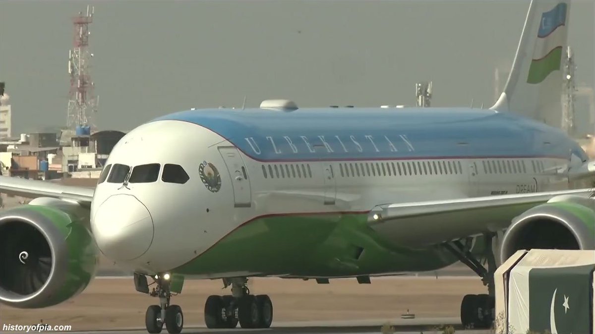 Uzbekistan Boeing 787 arrived at Pakistan Air Force (PAF) Base Nur Khan ...