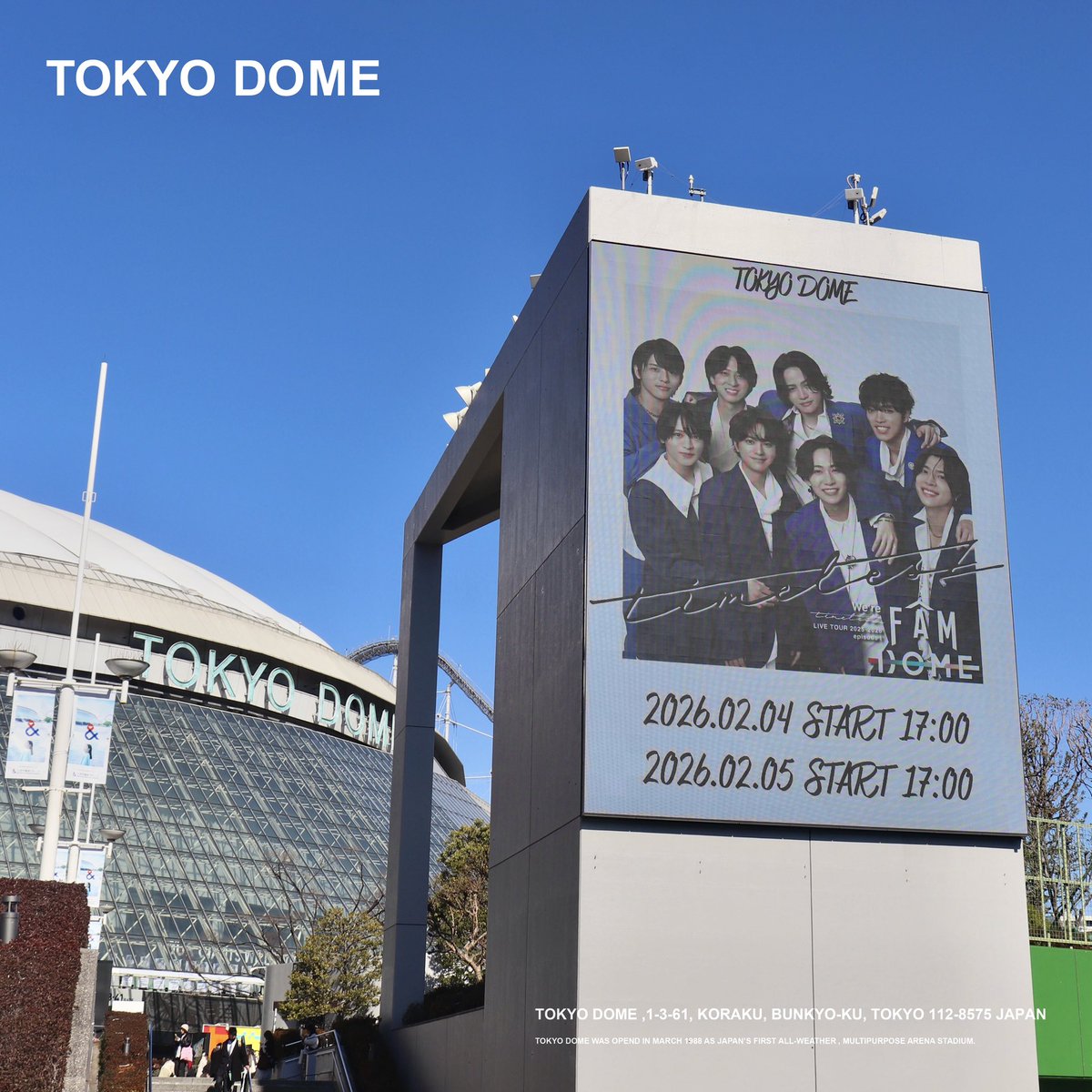 tokyodome1988_'s tweet photo. 2026.01.07(Wed)-08(Thu),
2026.02.04 (Wed)-05(Thu)
We're timelesz LIVE TOUR 2025-2026
episode 1 FAM DOME

新体制として歩んだ1年間、
8人で迎えた初の #東京ドーム 公演！

会場の #secondz と共に、
メモリアルな時を過ごしました🕰️

ときめきと煌めきで溢れる
4日間をありがとうございました✨

#timelesz
#tokyodome