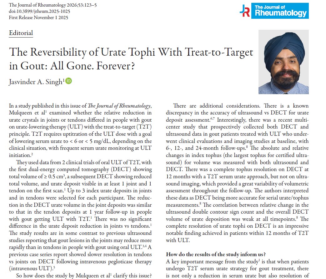 jrheum's tweet photo. Editorial

The Reversibility of Urate Tophi With Treat-to-Target in Gout: All Gone. Forever?

📖 https://t.co/SA5mOQR6GQ
@bcmhouston @UABDeptMed @DoctorJasvinder 

#Gout #Tendon #Urate https://t.co/doFnrCzHCT