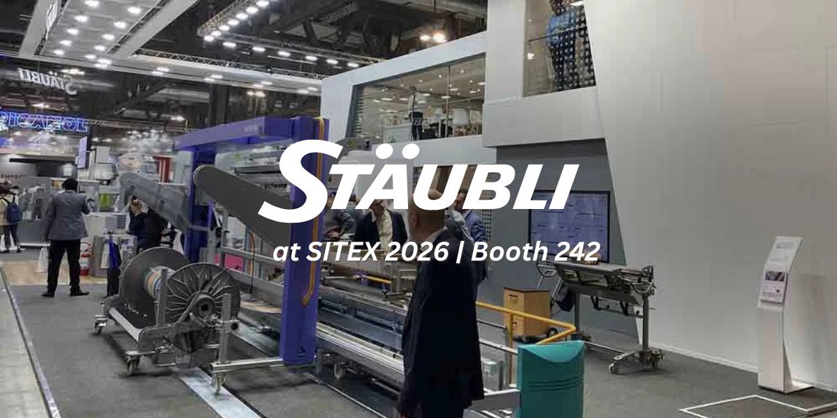 TextileValue's tweet photo. Stäubli presents high-performance weaving &amp; automation solutions at SITEX 2026 to boost efficiency and fabric quality for Indian mills.

Read more: https://t.co/xfmOUvxQEF

#Staubli #SITEX2026 #WeavingSolutions #TextileInnovation #AutomationInTextiles #FabricQuality https://t.co/SGfdSekLEs