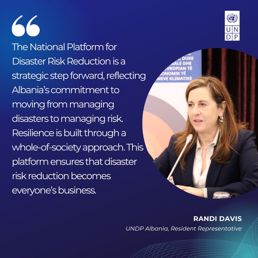 UNDPAlbania's tweet photo. With funding from @SECO_CH- in the context of #RESEAL Phase II, we are supporting the National Agency of Civil Protection, to establish Albania’s National Platform for #DisasterRiskReduction — strengthening coordination, dialogue, and policy coherence. @RandiDavisUNDP https://t.co/qZMeMa53Ad