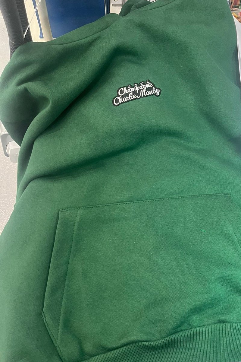 Fresh From The Factory Floor! Champagne Charlie Manby Heavyweight Hoodie looking so good in Bottle Green!

To be worn on and off the oche, the 'Champagne' Collection features Charlie Manbys logo, subtlety embroidered on all peices.

#charliemanby #9dartthreads