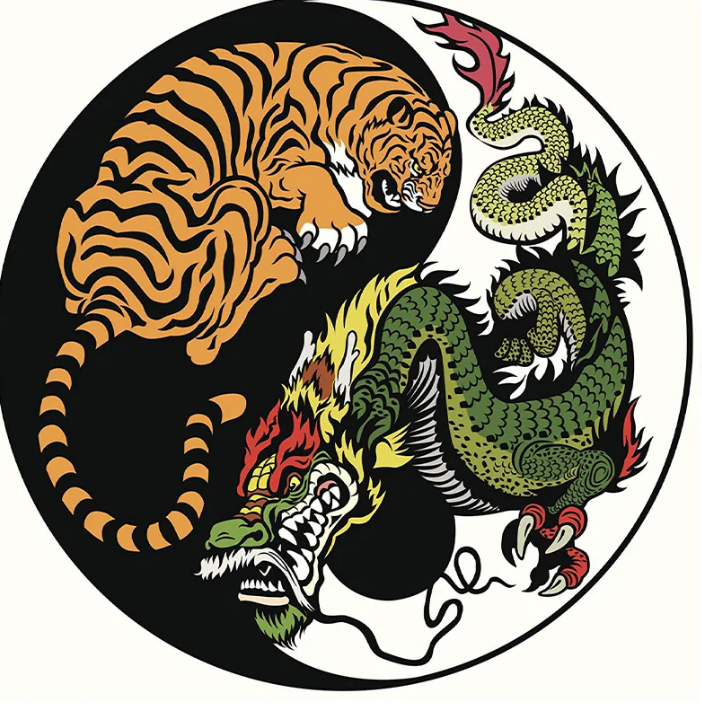 Japon mitolojisinde Kaplanlar ve ejderhalar birbirinin azılı düşmanlarıdırlar aynı zamanda yin ve yangı temsil ederler.
Kaplan yin, Ejder yangi temsil eder
D klanı kaplanı, Kutsal ejderlerde isminden anlaşıldığı gibi ejderi temsil eder