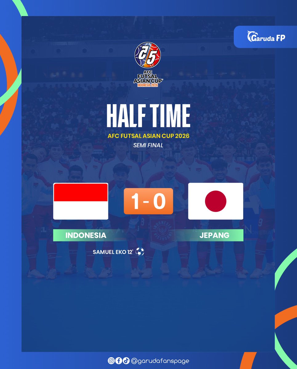 Tim futsal Indonesia 🇮🇩 unggul 1-0 atas Jepang 🇯🇵 pada babak pertama

Gol dicetak oleh Samuel Eko, Spesialis pencetak gol ke gawang Jepang 😁

#timnas #timnasday #timnasindonesia #FYP