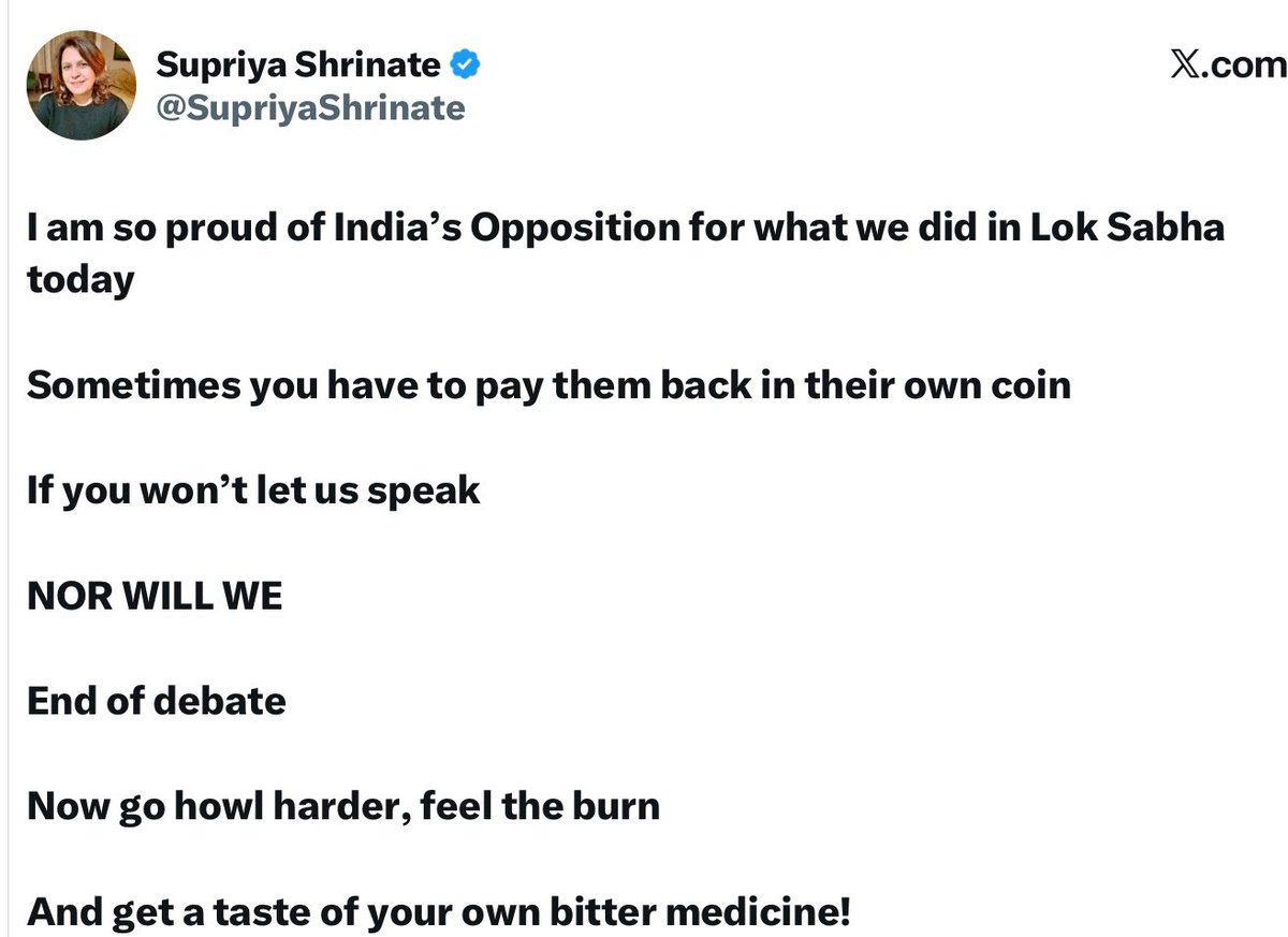You would have to be staggeringly stupid to believe that preventing the Prime Minister from speaking was somehow “giving the government a taste of its own medicine.”

Many of us were actually waiting for your walkout, so that the Prime Minister could be heard without the crude