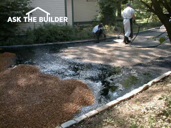 AsktheBuilder's tweet photo. Perhaps the most unique driveway you'll ever have... https://t.co/3I2yGanm0O #chipseal #tarandchip #askthebuilder https://t.co/TOpCInpShO