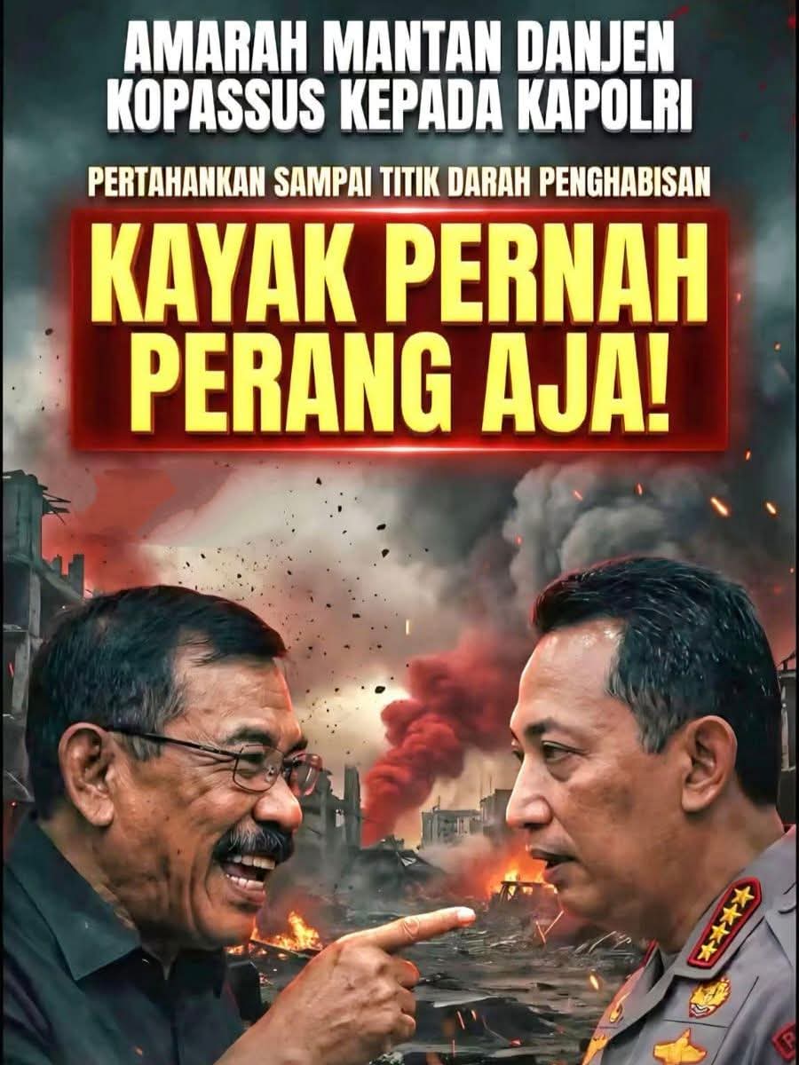 POLRI LEBIH PANTAS DI BAWAH DAMKAR!! 

Ketika retorika 'titik darah penghabisan' Kapolri dibalas tawa sarkastik mantan Danjen Kopassus: 

'Merasa paling jago, kayak pernah perang saja!"
Mantan Danjen kopassus Sunarko kepada Kapolri Listyo Sigit.