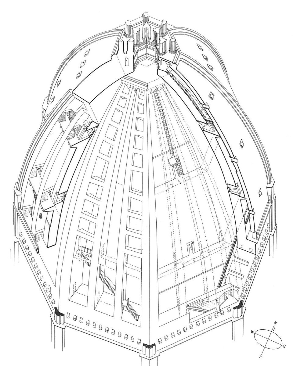 Cúpula de la Catedral de Santa María del Fiore de Florencia, Italia. 
Diseñada y construida por Brunelleschi en 1436.