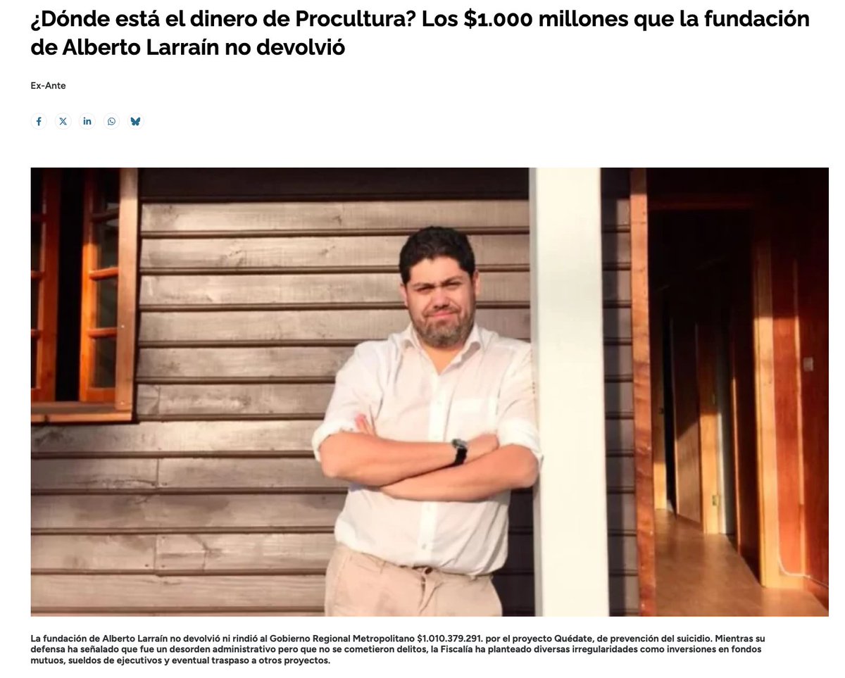 📍Alerta de #MegaCorrupción. 
¿Dónde está el dinero de #Procultura <a href="/Orrego/">Claudio Orrego L.</a>? Los $1.000 millones que la fundación de <a href="/albertolarrains/">Alberto Larraín</a>  no devolvió. FIN