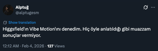 meyusufdemirci's tweet photo. Higgsfield $100 karşılığında özellikle AI içerikleri paylaşan hesaplara ciddi reklam yaptırıyor.

Buraya kadar sorun yok.

Higgsfield'da hesap açıp deneme yaptığınızda yayınladıkları videodaki gibi animasyonlar yapamadığını farkediyorsunuz. 

Peki bu Higgsfield ile işbirliği yapan AI influencer'ları için önemli mi? Tabi ki değil.

Yanıltıcı tweet'ler ile insanları yanlış yönlendiriyorlar.

Dostum olay ciddi, Elon bile onay verdi, Adobe'un hisseleri düştü gibi hook'lar atarak dikkatinizi çekiyorlar.

Son 1 haftada Nasdaq %3.89 düşerken Adobe %4.20 düştü diye Higgsfield'ın son videosunun Adobe hisselerini düşürdüğünü iddia ediyorlar. Halbuki zaten genel olarak Amerikan borsası düştü, Adobe ile alakalı bir durum yok.

Aşağıda gerçek sektör profesyonellerinin Higgsfield ile ilgili yorumlarını görebilirsiniz.

Etkileşim meraklısı AI influencer'larına istedikleri etkileşimi vermeyin.