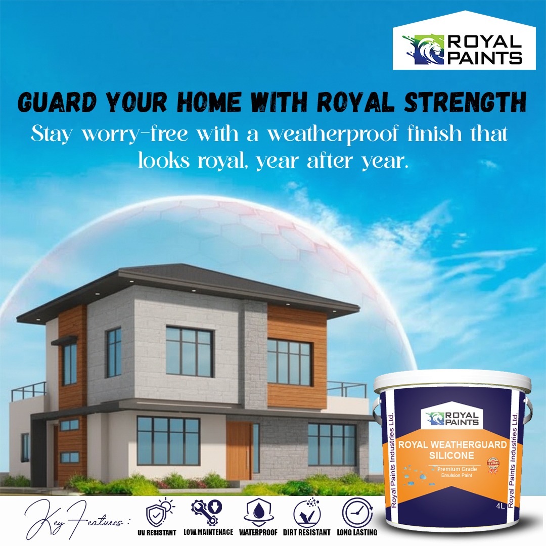 Guard your home with Royal WeatherGuard Silicone strength 💪
A weatherproof finish that stands up to sun, rain, and time keeping your walls protected and beautiful year after year.

#RoyalPaints #WeatherGuard #BuiltToLast #HomeProtection