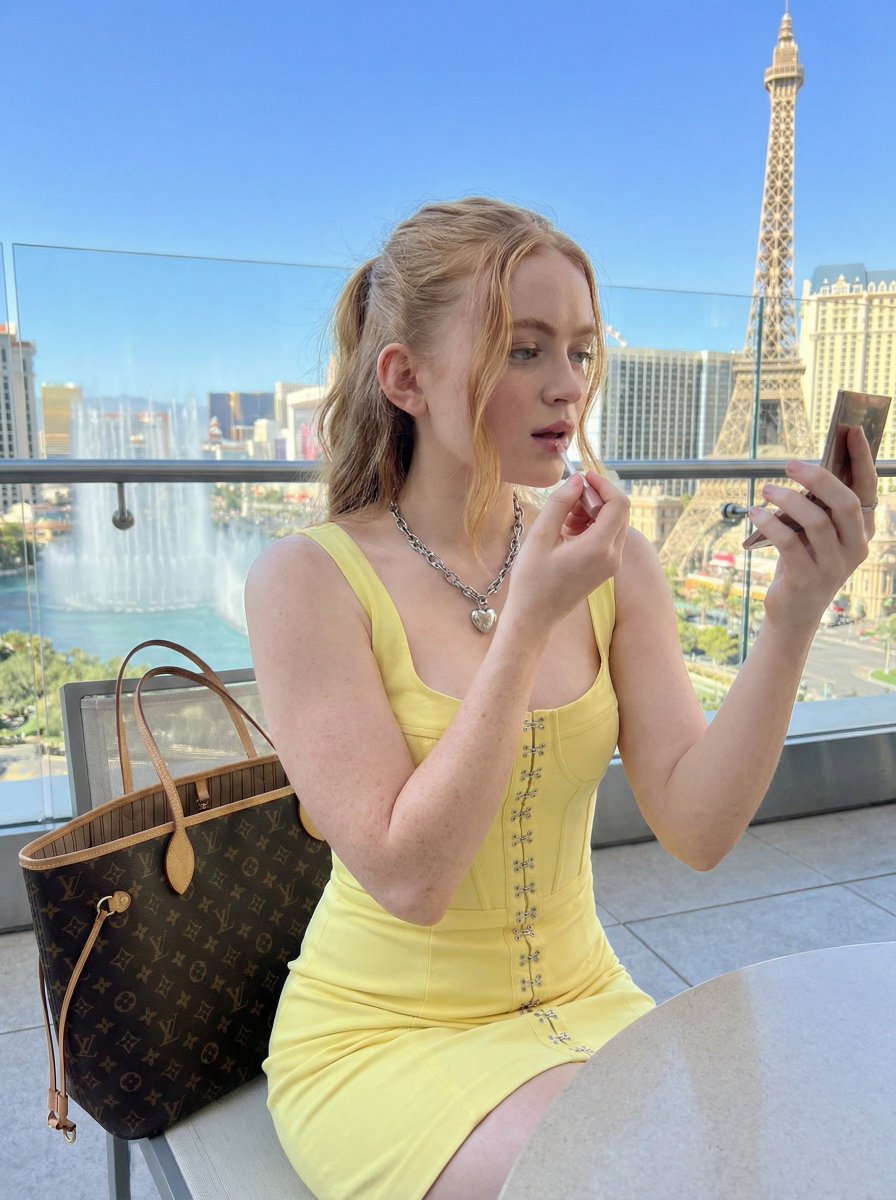 Sydney Sweeney in Pale Pink Corset Dress (Las Vegas) example 2