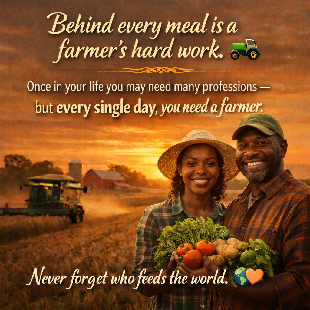 Once in your life you may need many professions,  
but every single day, you need a farmer.

#ThankAFarmer #FarmersFeedTheWorld