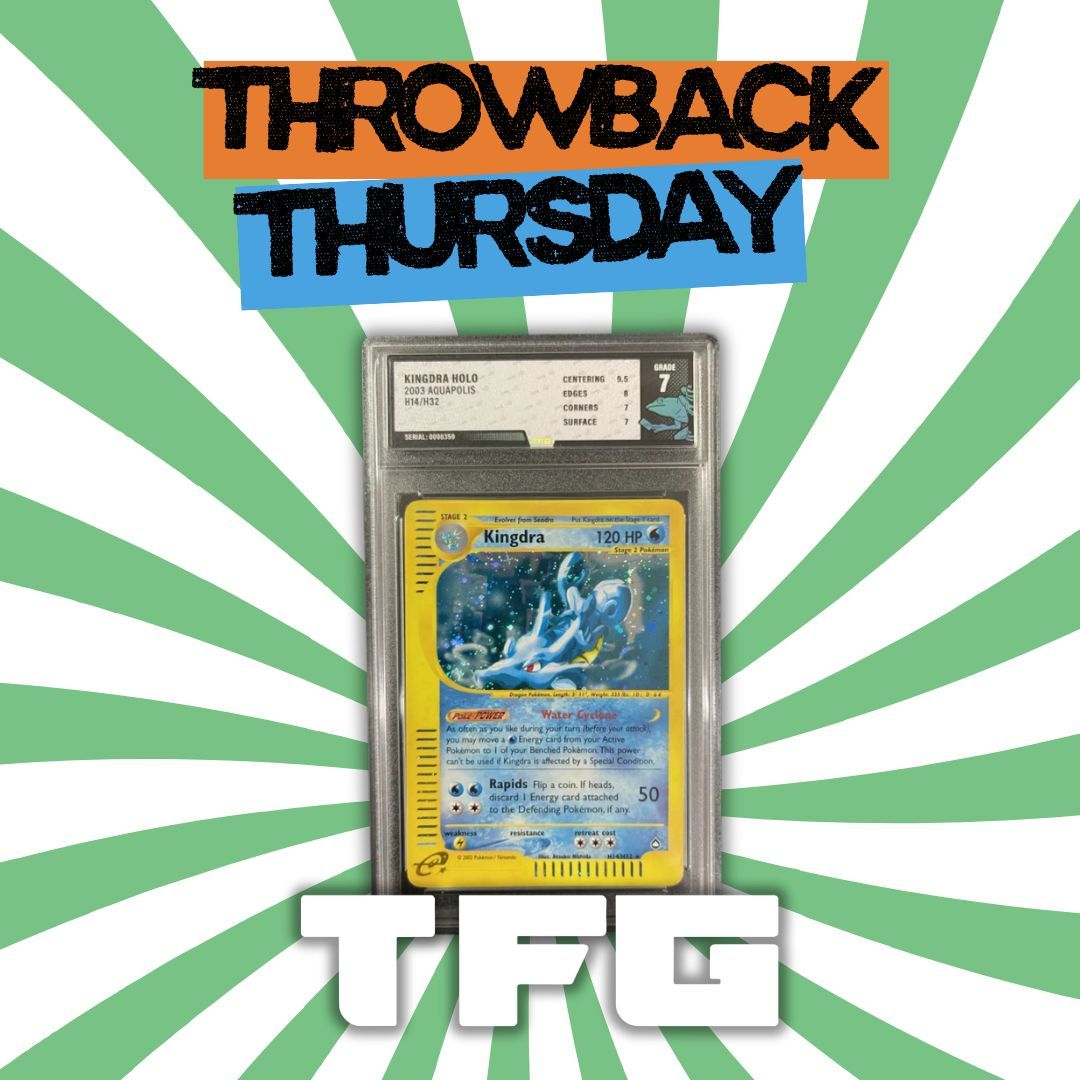 The E-Series era really was such a special time for Pokémon TCG collectors.

The artwork and card style are instantly recognisable, and this Kingdra is a fine example of this unique moment in time.

#Pokemon #TCG #Aquapolis #Kingdra #GradedCards