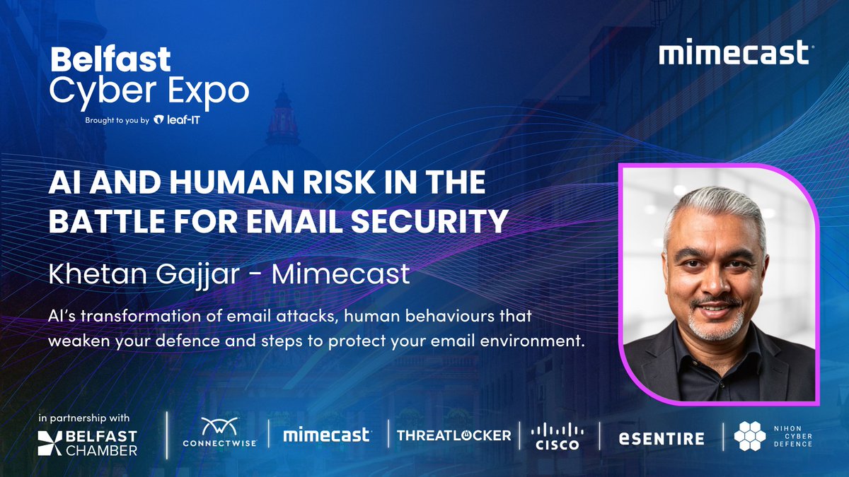 Email is still the top attack route for NI businesses.

Join Khetan Gajjar at the Belfast Cyber Expo on 26 Feb at Clearer Twist National Stadium to learn how AI is changing phishing &amp; social engineering, plus clear steps to reduce risk.

Free tickets: f.mtr.cool/bxicqdbhmm
