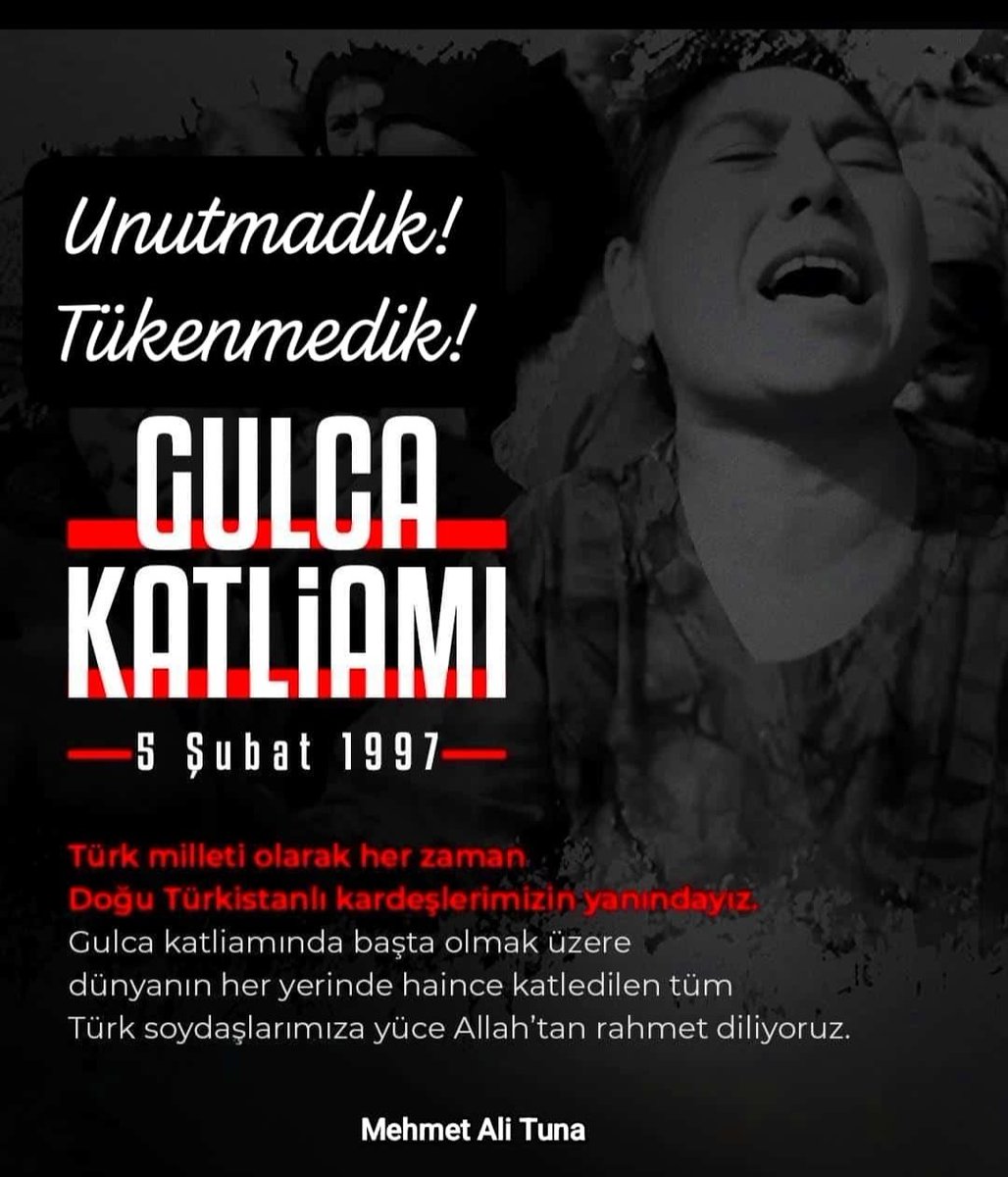 malituna's tweet photo. Unutmak Tükenmektir
Unutmadık Tükenmedik
Canlarını verip Türklüğünden taviz vermeyen Doğu Türkistan'lı kardeşlerimize #Gulca'da yapılan katliamı kınıyor, şehitlerimizi rahmet ve minnetle anıyorum.
#GulcaKatliamınıUnutmadık https://t.co/6AODYmheqr