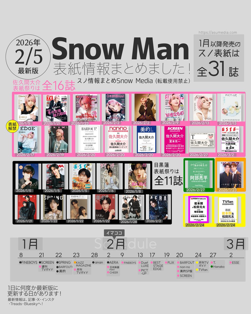 スノはるページ ⛄️2/5最新版📚／ 2026年1月以降発売の #スノ表紙 まとめを更新しま