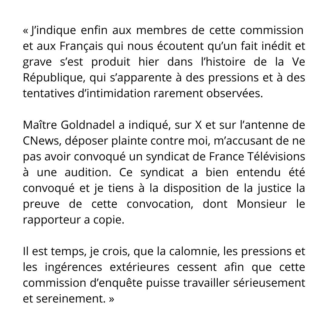 JPatrierLeitus's tweet image. Il est temps, je crois, que la calomnie, les pressions et les ingérences extérieures cessent afin que cette commission d’enquête puisse travailler sérieusement et sereinement.