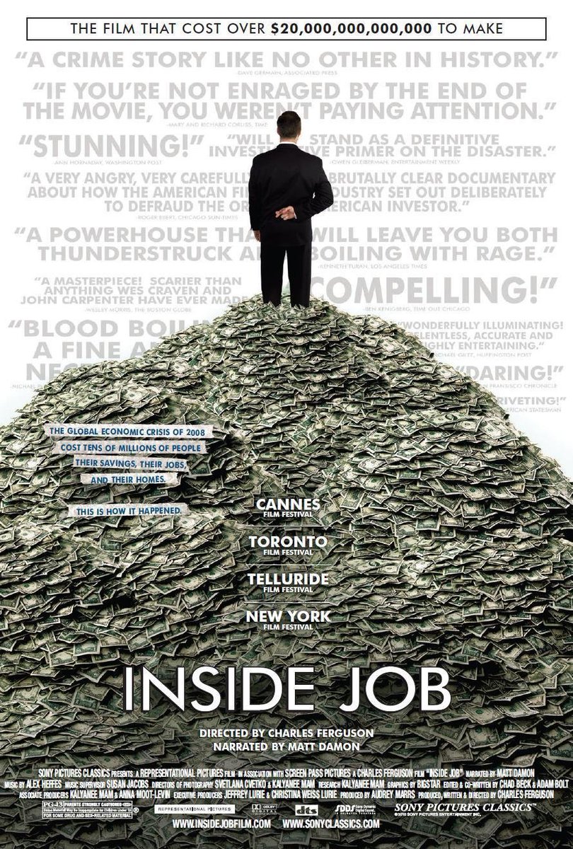 QCompounding's tweet image. 7 Documentaries that will teach you more about money:

1. Inside Job