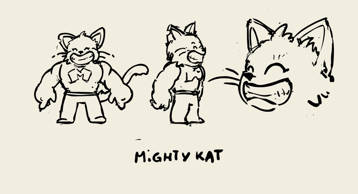 Meet Mighty Kat. This is a very rough concept of a character who is strong both inside and out. Always positive, always happy. I don't think this idea will go anywhere - just another unfinished doodle.