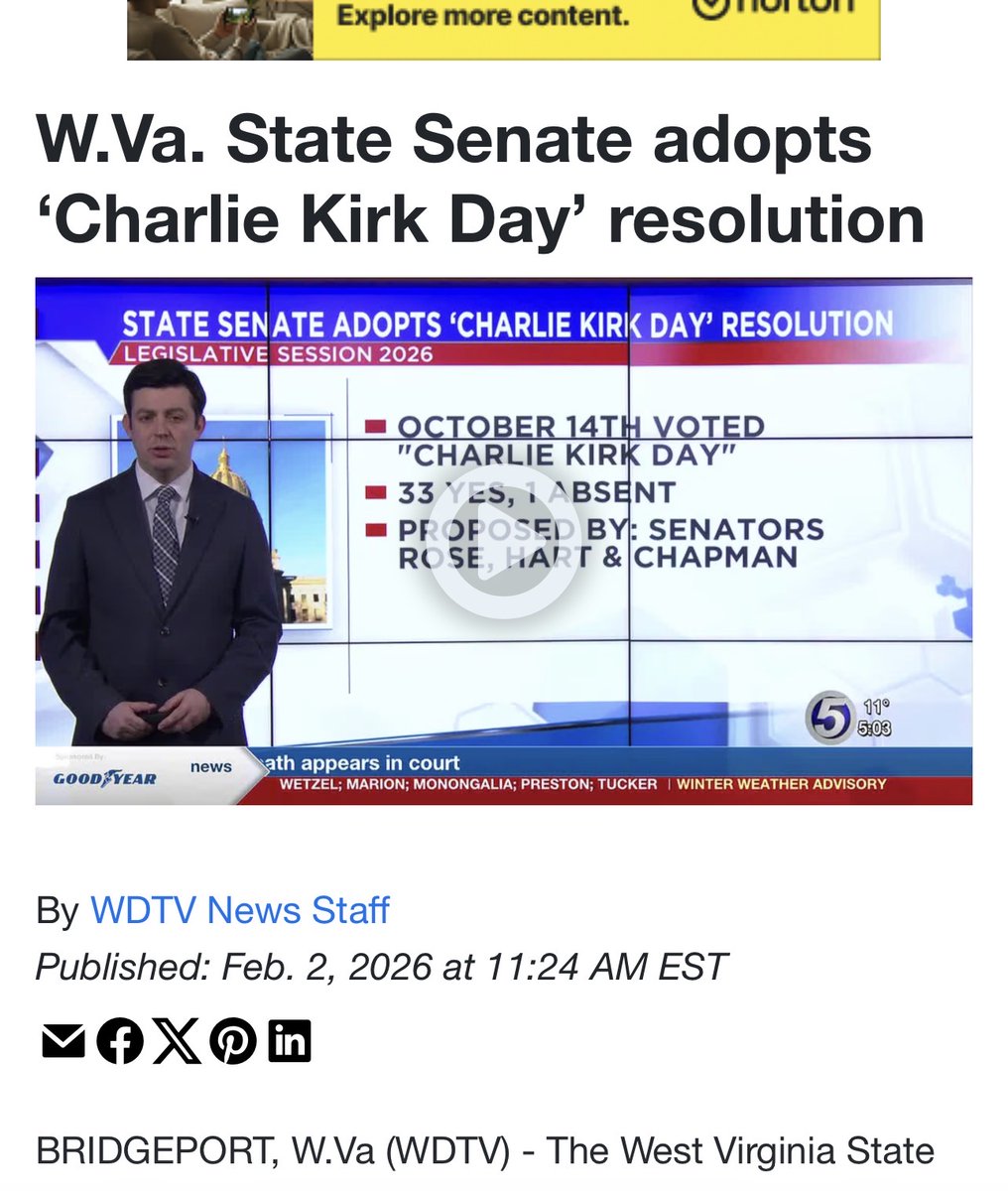 VFAFWarroom's tweet photo. **VFAF WV: West Virginia Senate Passes Resolution Adopting “Charlie Kirk Day”

Led by VFAF-Endorsed Senator Chris Rose**

CHARLESTON, WV — Veterans for America First (VFAF) applauds the West Virginia State Senate for passing a resolution officially recognizing “Charlie Kirk Day”, honoring conservative leadership, civic engagement, and the defense of free speech and constitutional principles.

The resolution was led and championed by West Virginia State Senator Chris Rose, a Veterans for America First–endorsed legislator, whose leadership reflects a strong commitment to American values, constitutional governance, and principled public service.

The West Virginia Senate’s action represents a meaningful acknowledgment of Charlie Kirk’s influence on civic participation, free expression, and grassroots political engagement nationwide. The resolution passed with overwhelming support, underscoring the broad recognition of the importance of protecting open dialogue and encouraging informed civic involvement.

VFAF views this action as a model for legislatures across the country.

Statement from Jared Craig, Esq.

Georgia State Chapter President and National Vice President, Veterans for America First:

“Veterans for America First commends the West Virginia Senate and Senator Chris Rose for their leadership in adopting ‘Charlie Kirk Day.’ This resolution is about more than one individual — it is about standing up for free speech, civic participation, and the foundational values that define our Republic.We strongly encourage all state legislatures across the nation to follow West Virginia’s lead and adopt similar resolutions recognizing the importance of constitutional advocacy, grassroots engagement, and the protection of First Amendment freedoms.”

VFAF further recognizes Senator Rose’s continued leadership and alignment with the organization’s mission to support America-First candidates who honor service, defend liberty, and govern with integrity.

The adoption of “Charlie Kirk Day” sends a clear message that states can and should affirm the importance of free expression, peaceful civic activism, and principled leadership in American public life.

Jared Craig, Esq. 
Georgia State Chapter President 
VFAF National Vice President 
Veterans for America First 
The Original 2015 Veterans for Trump Grassroots
@ChrisRoseWV