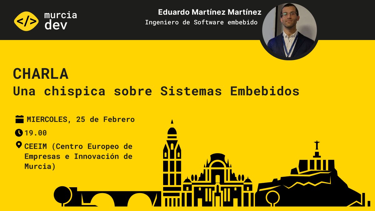¡Es febrero devs! ¿Sabéis qué significa eso? ¡Amor! 

¿Y qué hay más bonito y sagrado que la unión entre hardware y software? 

Este mes: ¡charlita de sobre software embebido!
Nos vemos el Miércoles 25 a las 19.00 en <a href="/CeeiMurcia/">CEEI Murcia</a> 

Para apuntarse 👇🏽

meetup.com/murciadev/even…