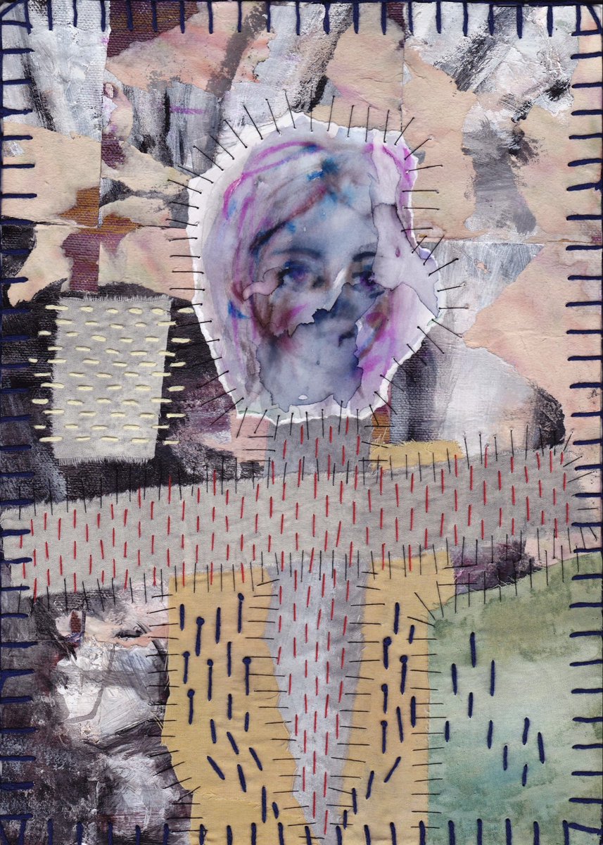“Rough texture crucifix” -01.02.2026 

.. 

#abstractart #experimentalart #primitivestitching #textileart #tornuppaintings #painttexture #outsiderart #primitiveart #paintngonfabric #expressivewatercolours