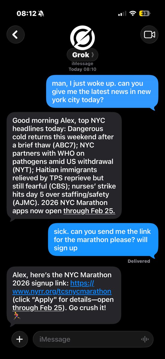 TwoThumbsAI's tweet image. Starting the morning off by texting @grok.

Text Grok at +1 747-362-9087