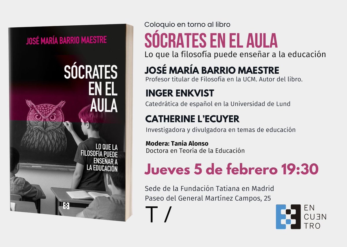 Nos vemos hoy en la sede de la Fundación Tatiana, con tres de nuestros profesores del Posgrado en Educación Clasicorrealista y Humanidades.