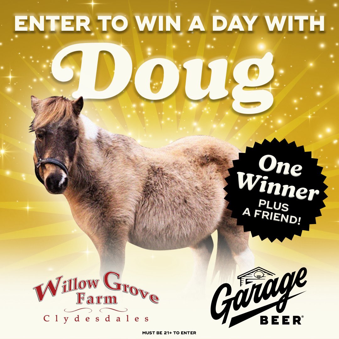 RT TO ENTER! A chance to spend A DAY WITH DOUG! One winner and a friend will receive roundtrip airfare and accommodations to Willow Grove Farm in Long Valley, NJ! Enjoy lunch and beers by the river, trail rides, and a professional photo shoot with Doug! Winner will be drawn 2/13!