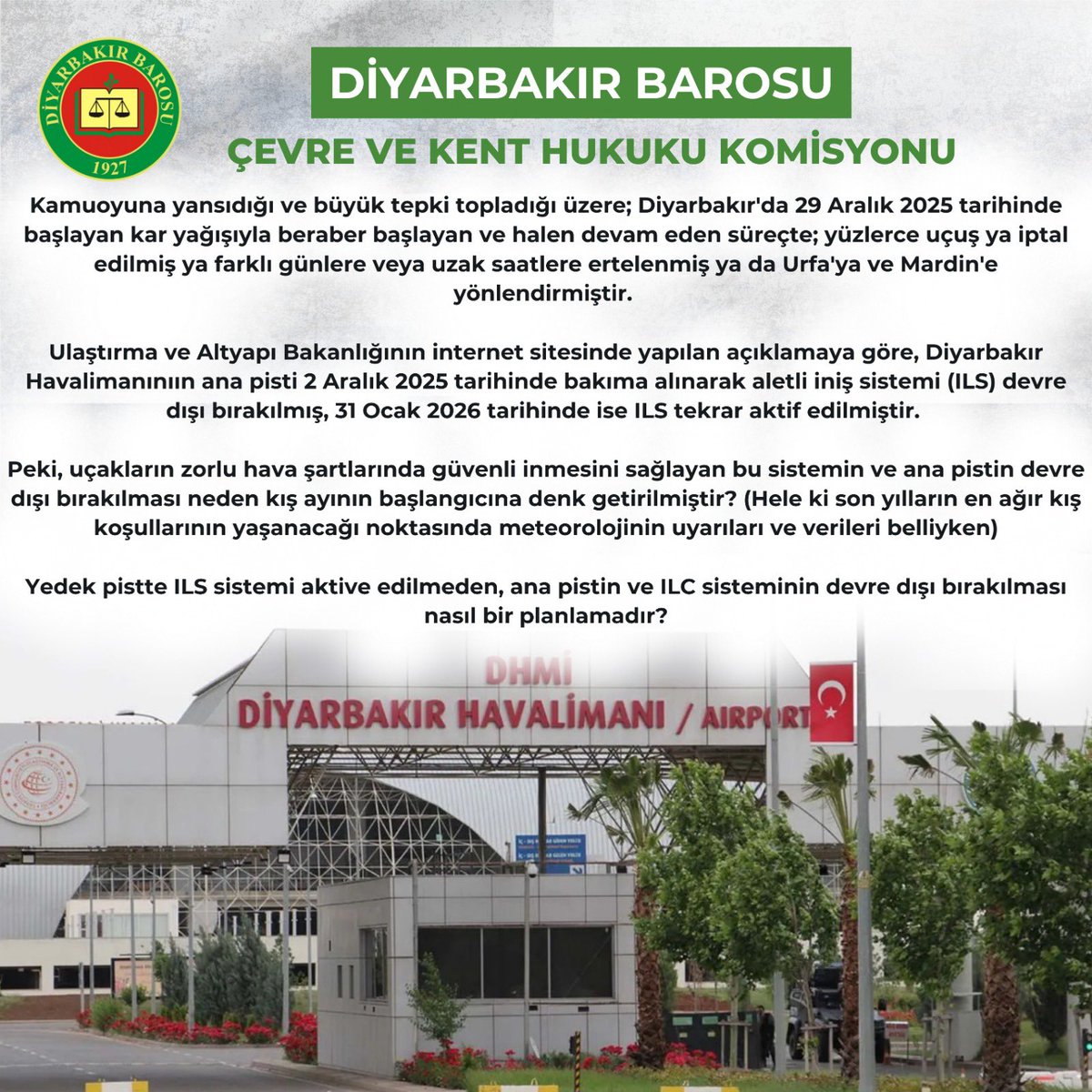 Diyarbakır Barosu Çevre ve Kent Hukuku Komisyonu tweet media