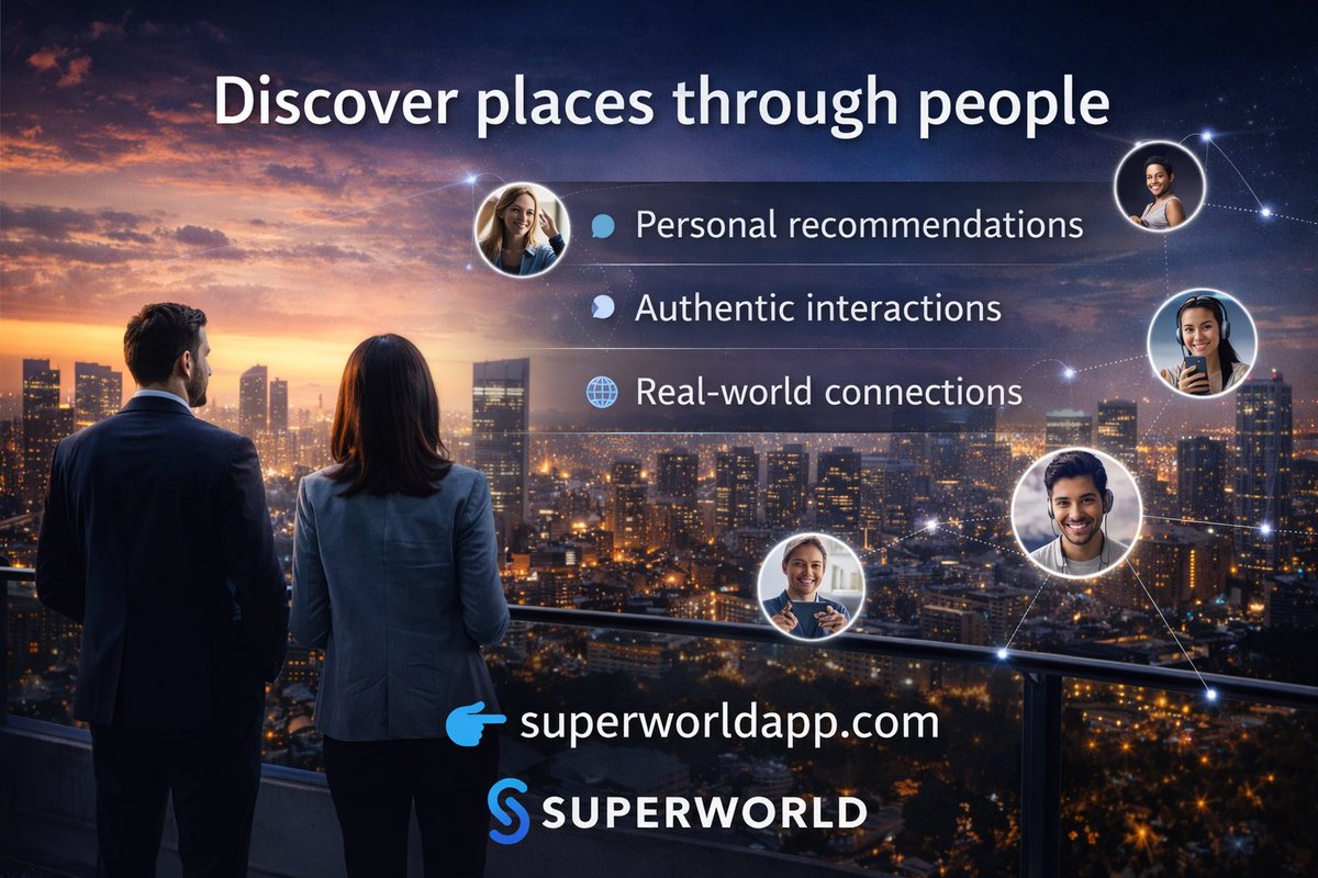 Create your world on SuperWorld 🌍

SuperWorld lets you build a personal world map tied to real places.

Add content to locations, leave comments 💬, recommend real businesses ⭐, and create chat groups around places that matter to you.

Your map becomes a living world — shaped