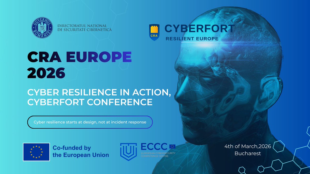DNSC_RO's tweet image. 👩‍💼The Directorate Team invites you to CRA EUROPE 2026 – Cyber Resilience in Action, a high-level European conference dedicated to the practical implementation of the Cyber Resilience Act (CRA) &amp;amp; the strengthening of cyber readiness across Europe. #CYBERFORT #EUproject #ECCC #DNSC