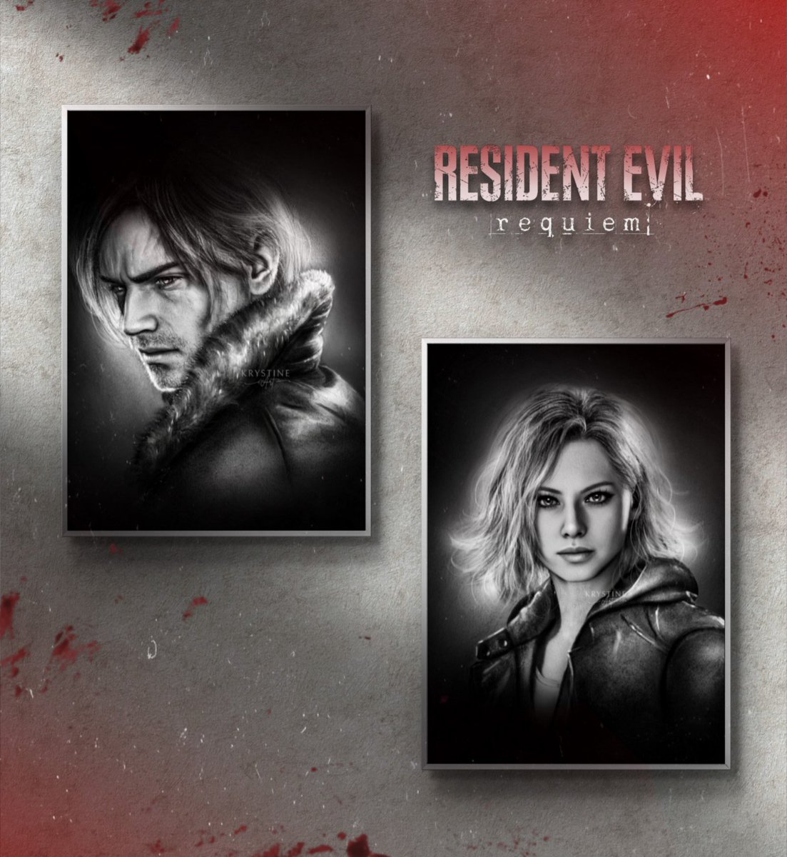 Krystine_art's tweet photo. Prints of Leon &amp; Grace from #ResidentEvilRequiem now available🖤🎨

Thank you for the support! ✨️
https://t.co/sNVXknKUCR https://t.co/AVT2q50swa
