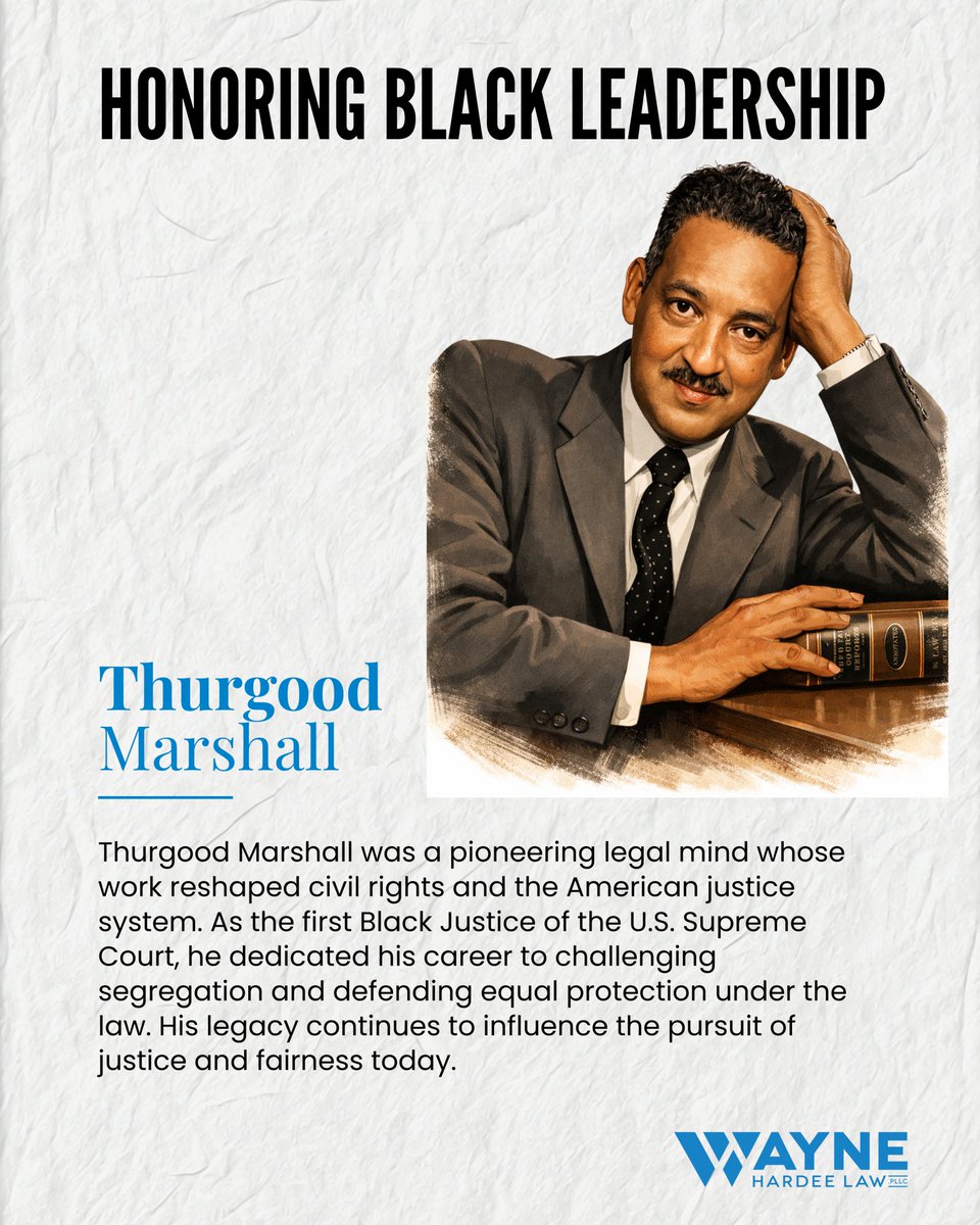 HardeeWayne's tweet photo. Thurgood Marshall’s legacy reshaped civil rights and the American justice system. As the first Black Justice of the U.S. Supreme Court, his work challenged segregation and strengthened equal protection under the law. https://t.co/76S9OffwJ6
