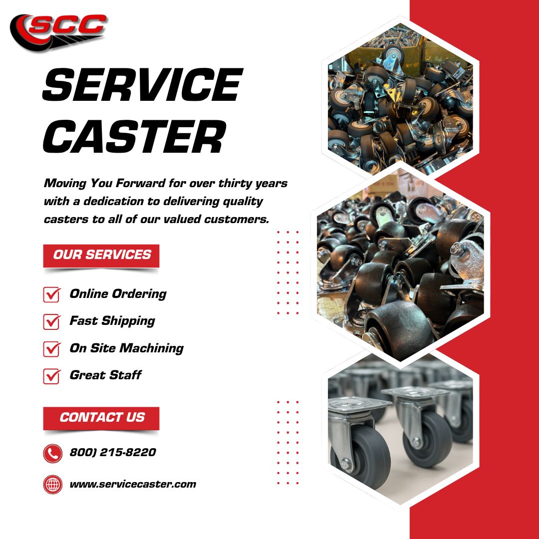 SERVICECASTER's tweet image. Moving you forward—one caster at a time. For over 30 years, Service Caster has delivered reliable, high-quality caster solutions with fast shipping and expert support. #ServiceCaster #IndustrialSolutions #QualityYouCanTrust #Casters #Manufacturing