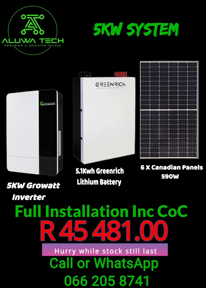 LetsRunTogethe1's tweet photo. Cut the cost, not the power.
Aluwa Tech is your trusted partner for sustainable energy &amp; electrical excellence. We specialize in high-efficiency solar system installations, comprehensive electrical setups, &amp; dedicated maintenance services.
DM us to get your free share of sun☀️⚡ https://t.co/CAZUWi3qQs