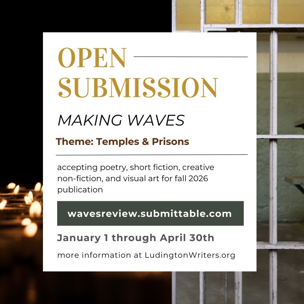 WavesReview's tweet photo. #OpenForSubmissions to our fall 2026 online and print issue. Thanks to donations, we were able to pay for our expensesβso there are no fees: https://t.co/2oBciHUvuX
Please read our guidelines carefully before submitting. No AI generated works. #WritingCommunity https://t.co/LrLsSrseCG