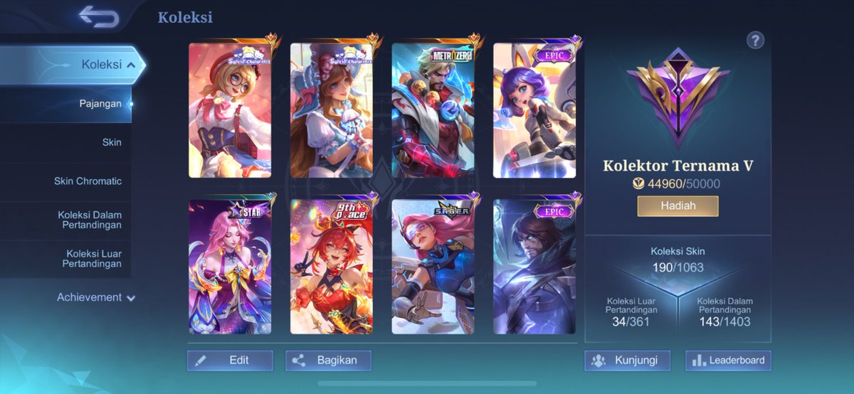 wts akun ml punyaku pribadi yaa , all koss , 330k , detail lengkap pc aja , ada angela sanrio

t. wts wtb akun ml pem cewe