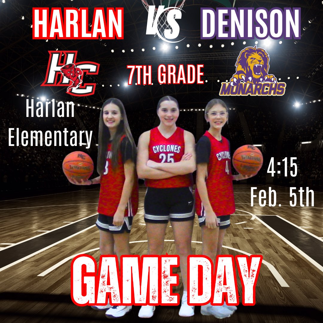 Today the MS Girls Basketball Teams take on the Monarch's of Denison.
Tip off is at 4:15! Good Luck Ladies!